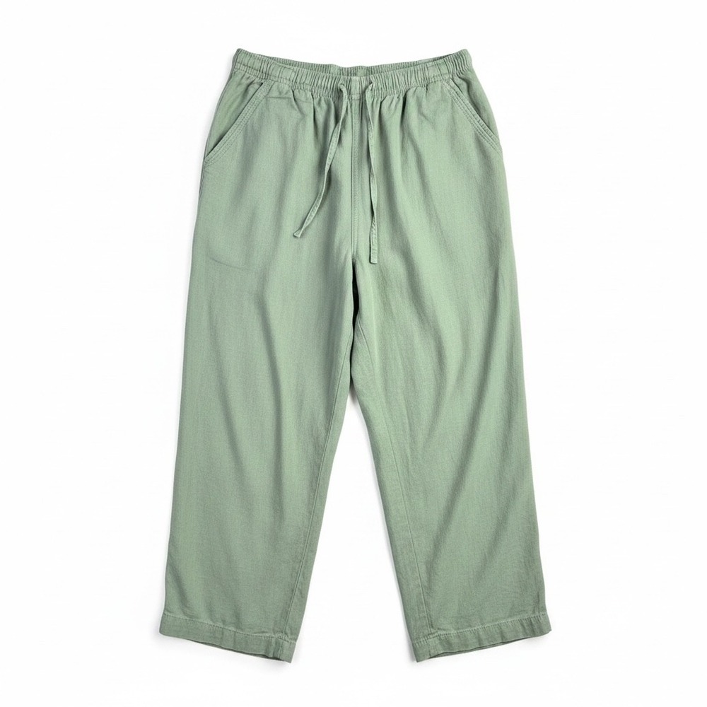 Coastal Grandma Vintage Erika Cropped Pants M Sage‎ Green Linen/Rayon Lagenlook